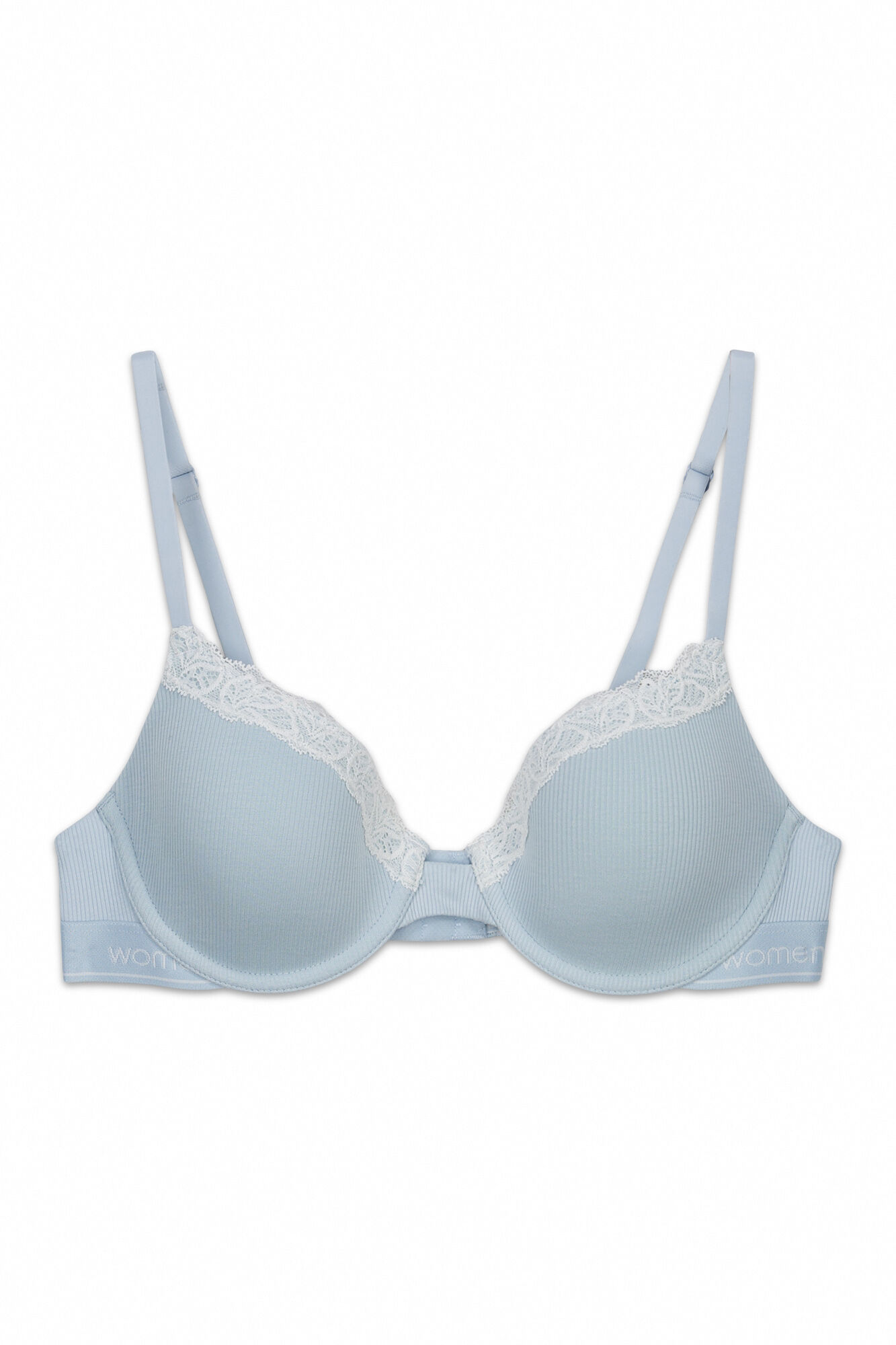 Women'secret Brasier cl&aacute;sico acanalado de algod&oacute;n azul BEAUTIFUL azul