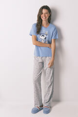 Women'secret Pijama corta de algodón de Snoopy azul  estampado