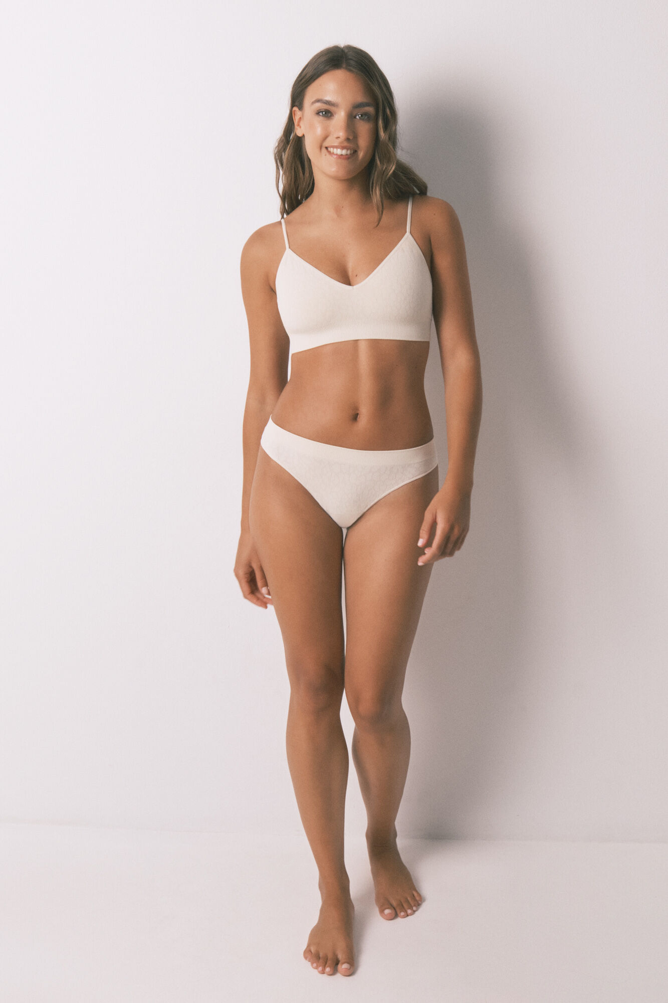 Women'secret Top sin costuras NATURAL estampado animal beige caf&eacute;