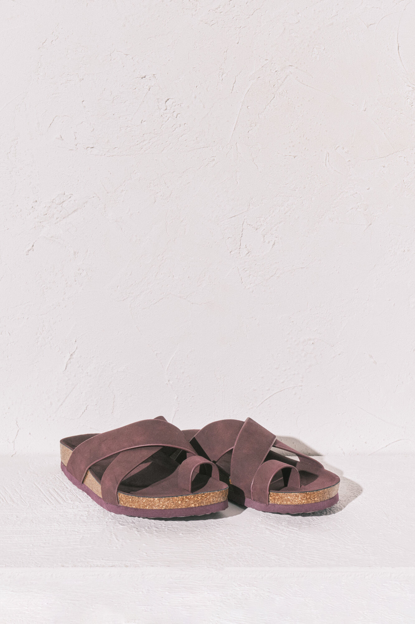Women'secret Sandalias bio de tiras cruzadas granate p&uacute;rpura