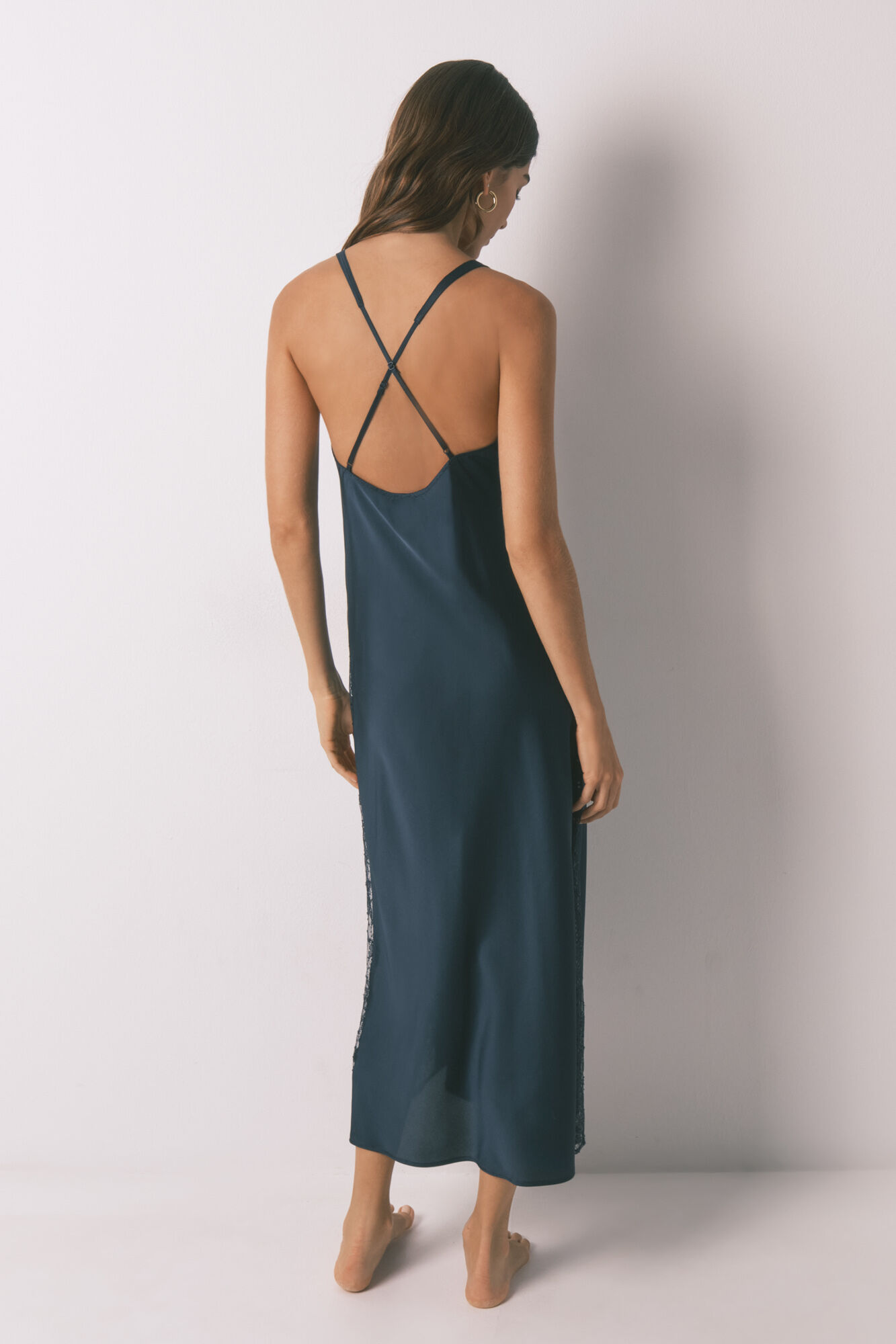 Women'secret Camis&oacute;n largo sat&eacute;n azul azul