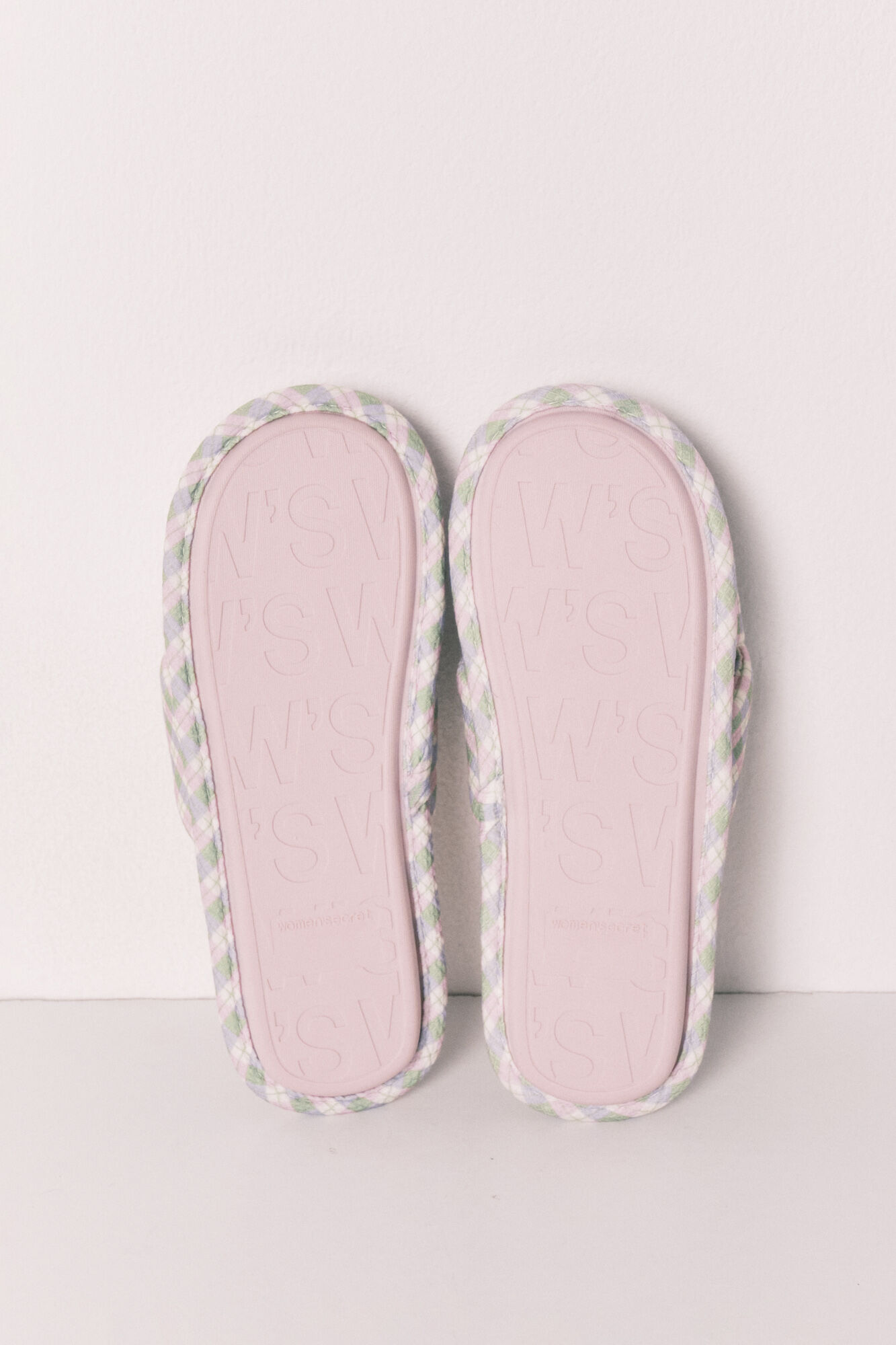 Women'secret Zapatillas de casa con nudo a cuadros estampado