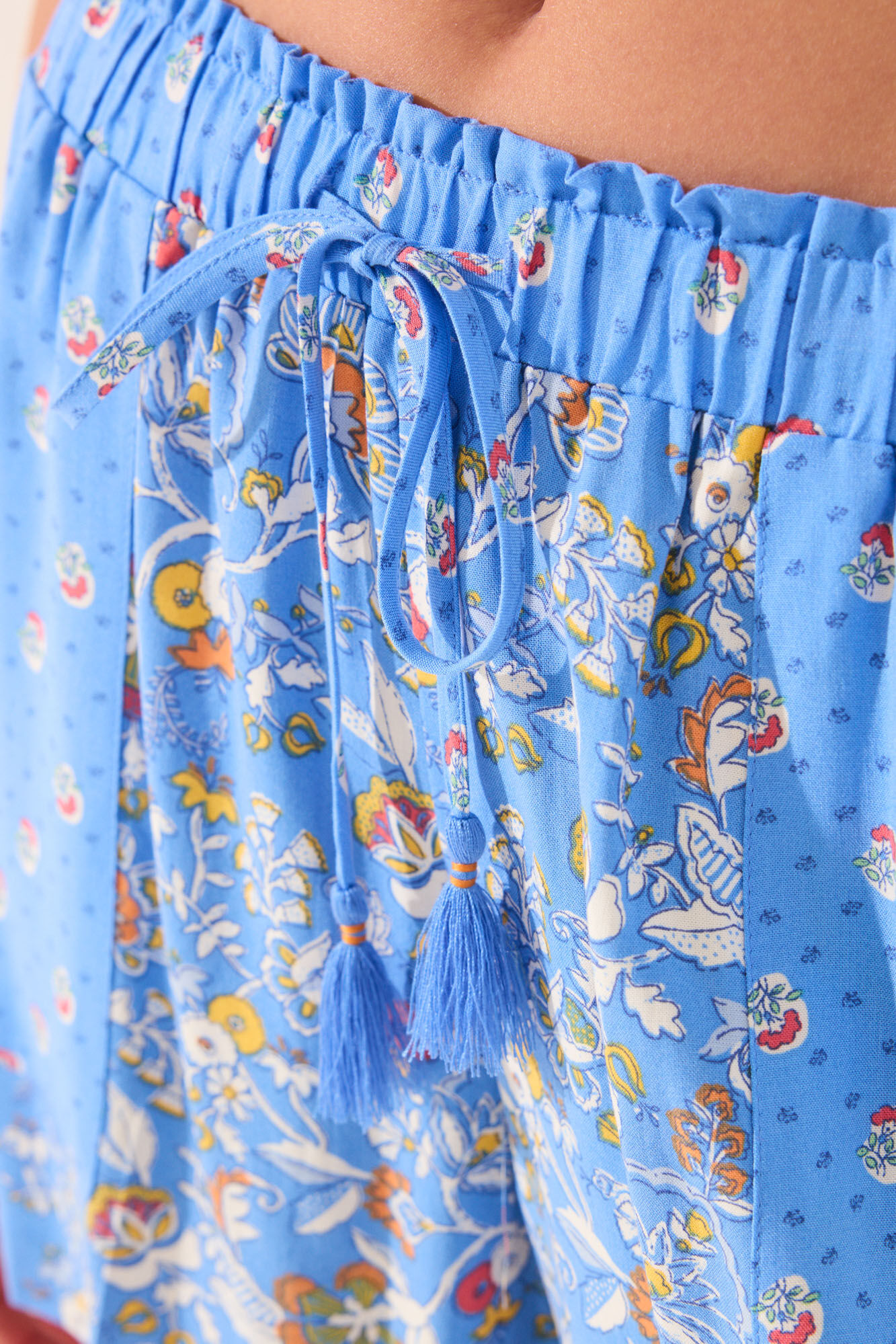 Women'secret Pantal&oacute;n de viscosa patchwork azul estampado