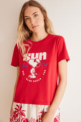 Women'secret Playera 100% algod&oacute;n rojo Snoopy  rojo