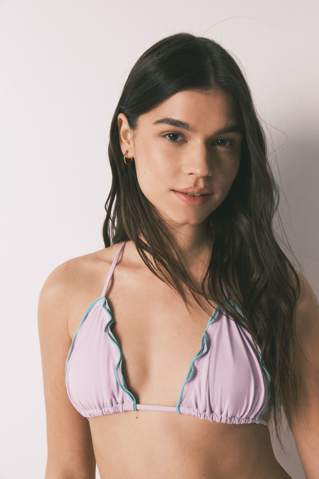 HI&BYE Top bikini triangular cortina lila