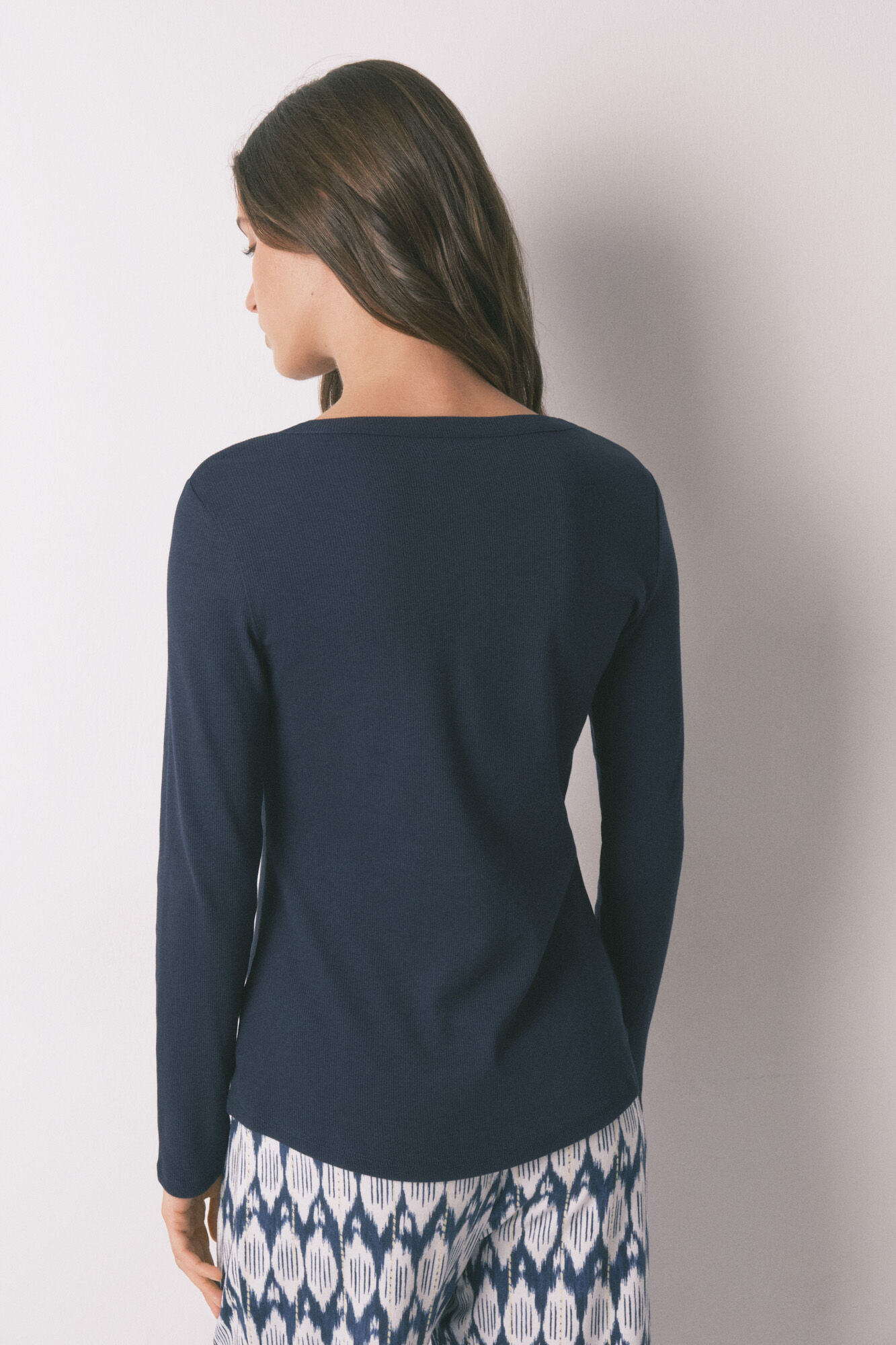 Women'secret Playera manga larga de algod&oacute;n azul azul