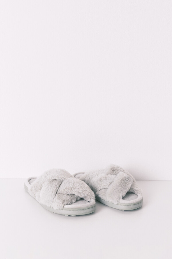 Women'secret Pantuflas con pelo verde  verde