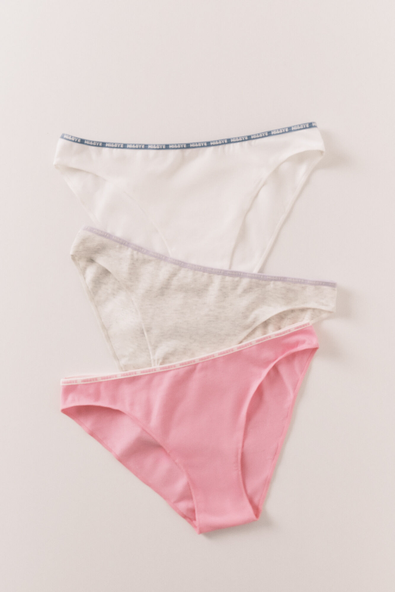 HI&BYE Pack de 3 panties cl&aacute;sicas de algod&oacute;n gris, rosa y blanco