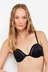 Gisela Top bikini bandeau escote pronunciado negro
