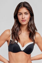 Gisela Top de bikini negro con aros y ribete negro