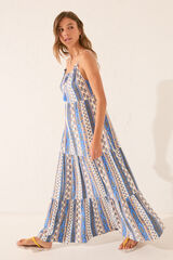 Womensecret Vestido con borde de viscosa multicolor estampado