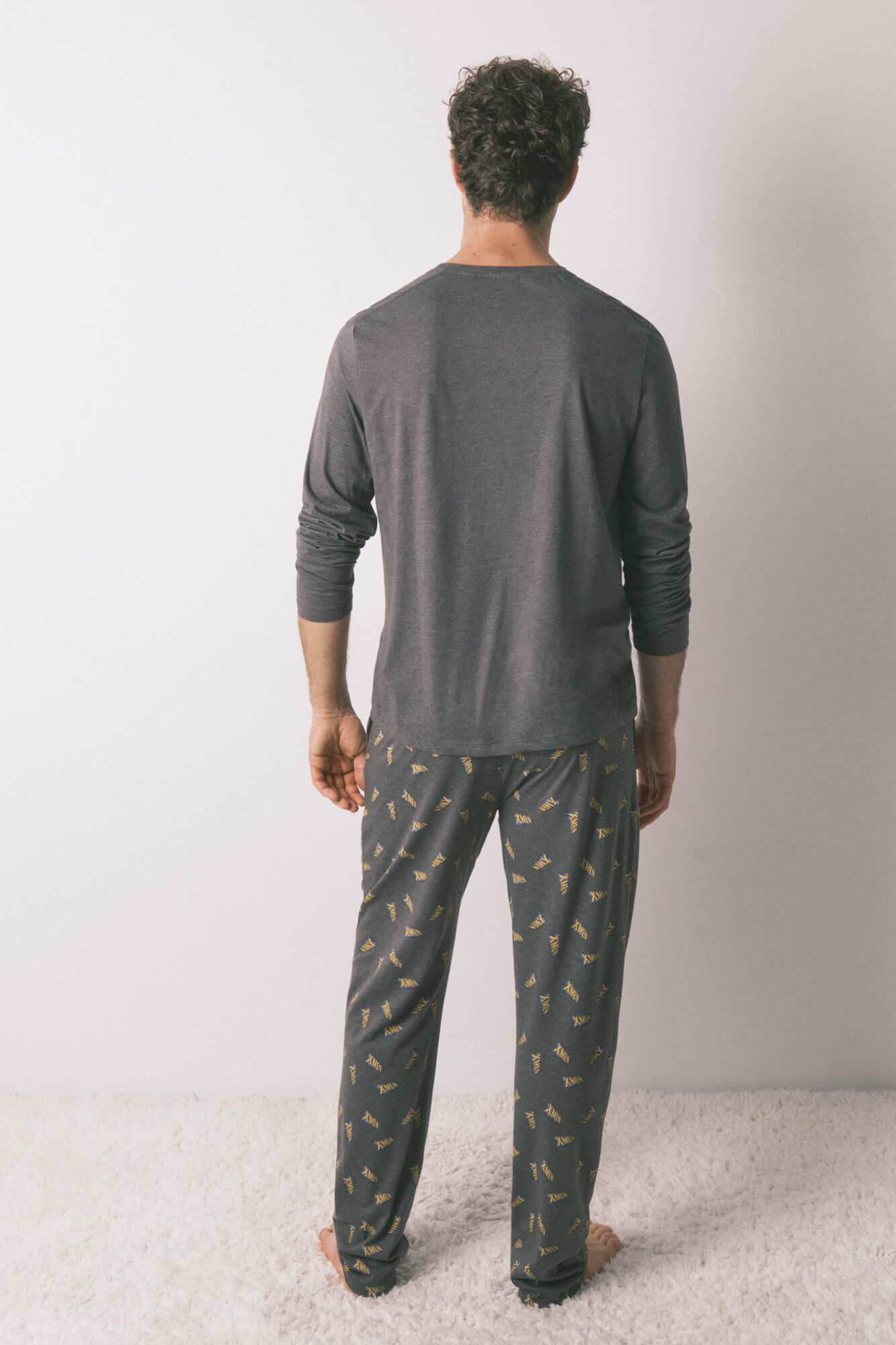 Women'secret Pijama larga de hombre 100% algod&oacute;n X Men gris