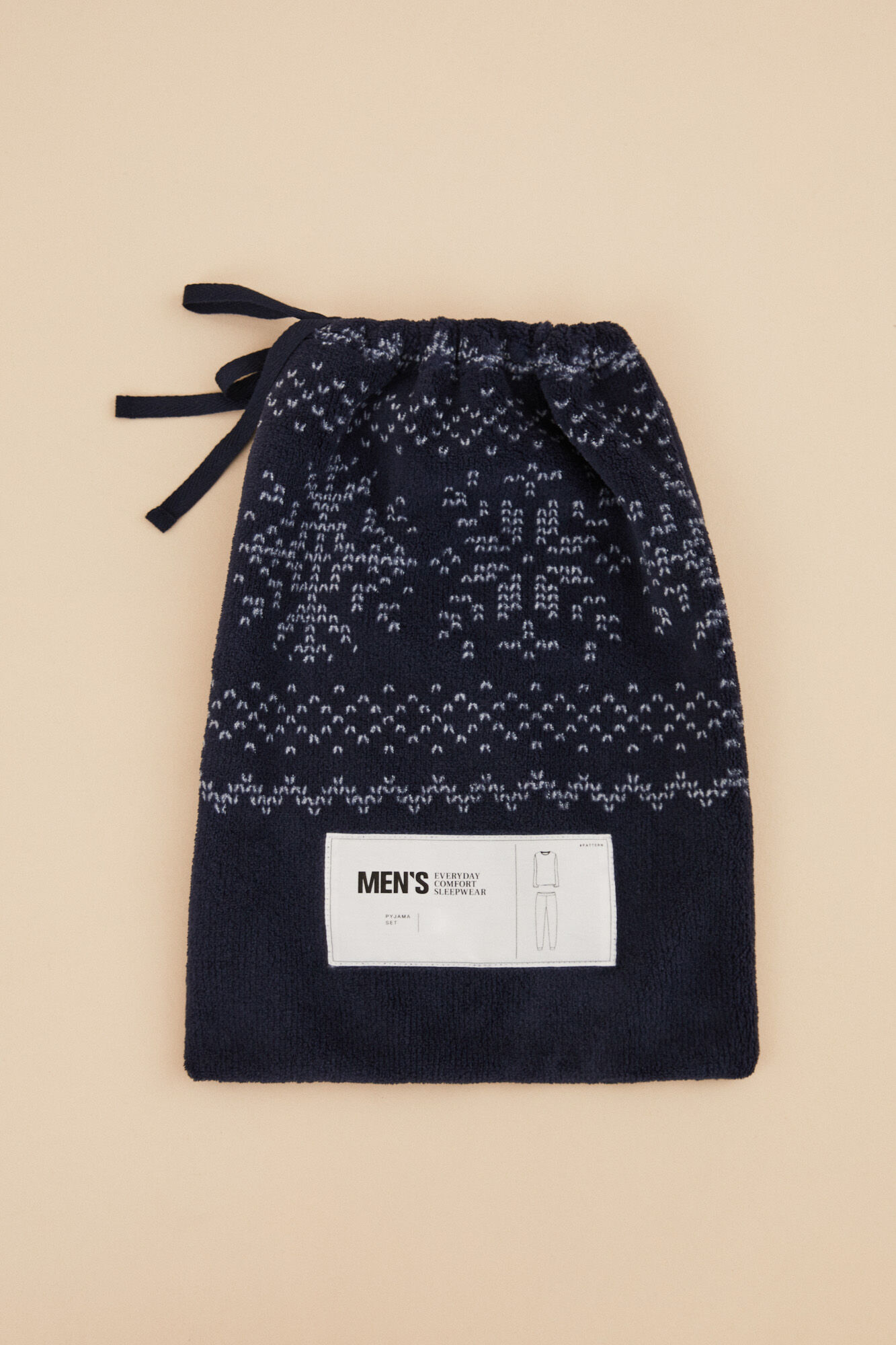 Women'secret Pijama larga hombre polar cenefa invierno azul