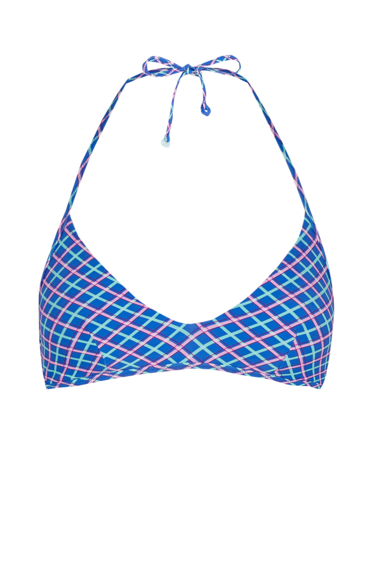 Women'secret Traje de ba&ntilde;o bikini triangular estampado a cuadros azul estampado