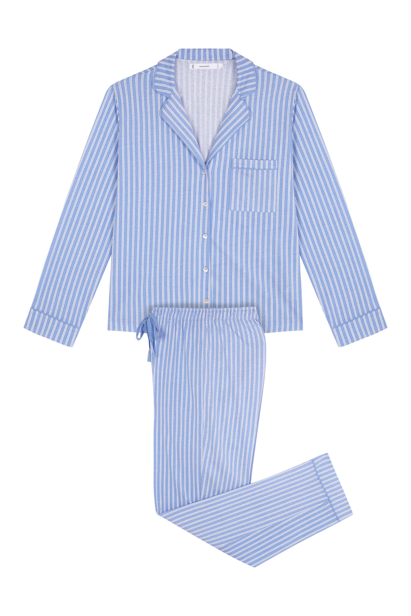 Women'secret Pijama camisera de rayas azules 100% algod&oacute;n azul