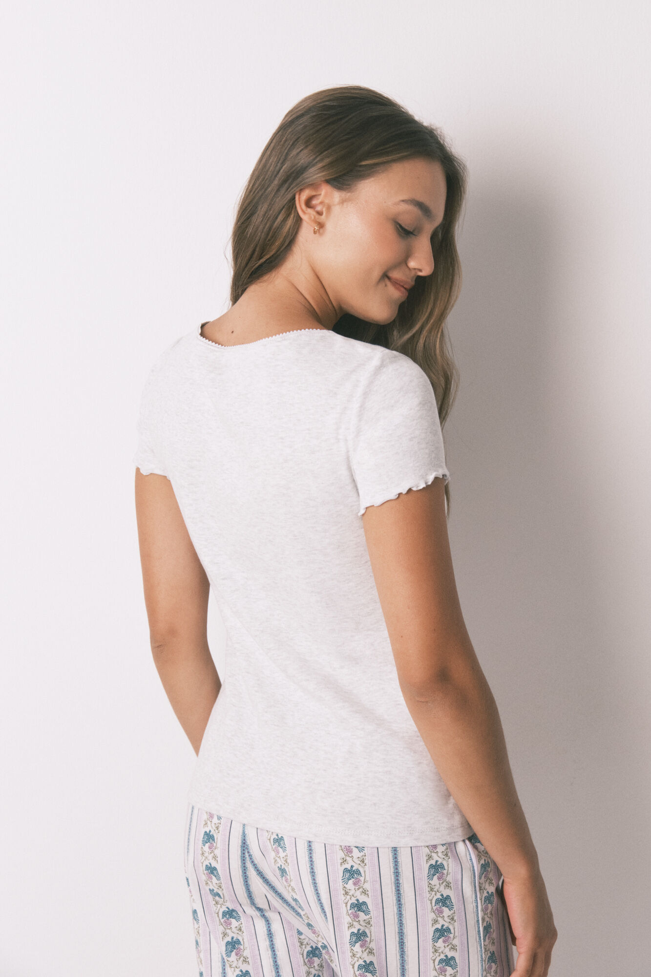 Women'secret Playera de manga corta de algod&oacute;n gris  gris