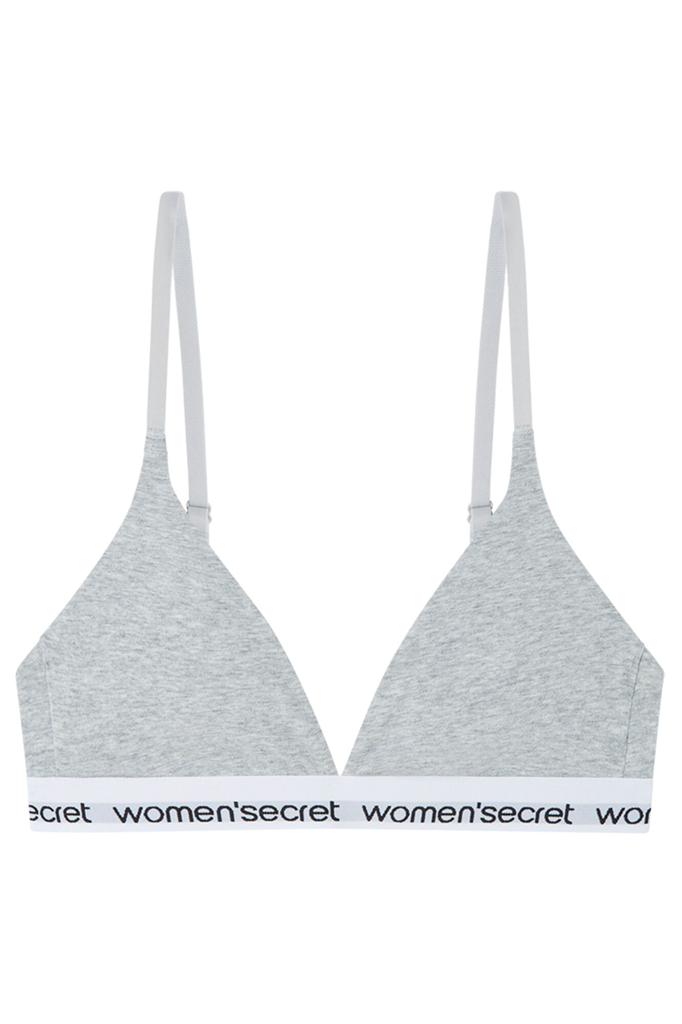 Women'secret Brasier triangular LOVELY de algod&oacute;n con logo gris gris