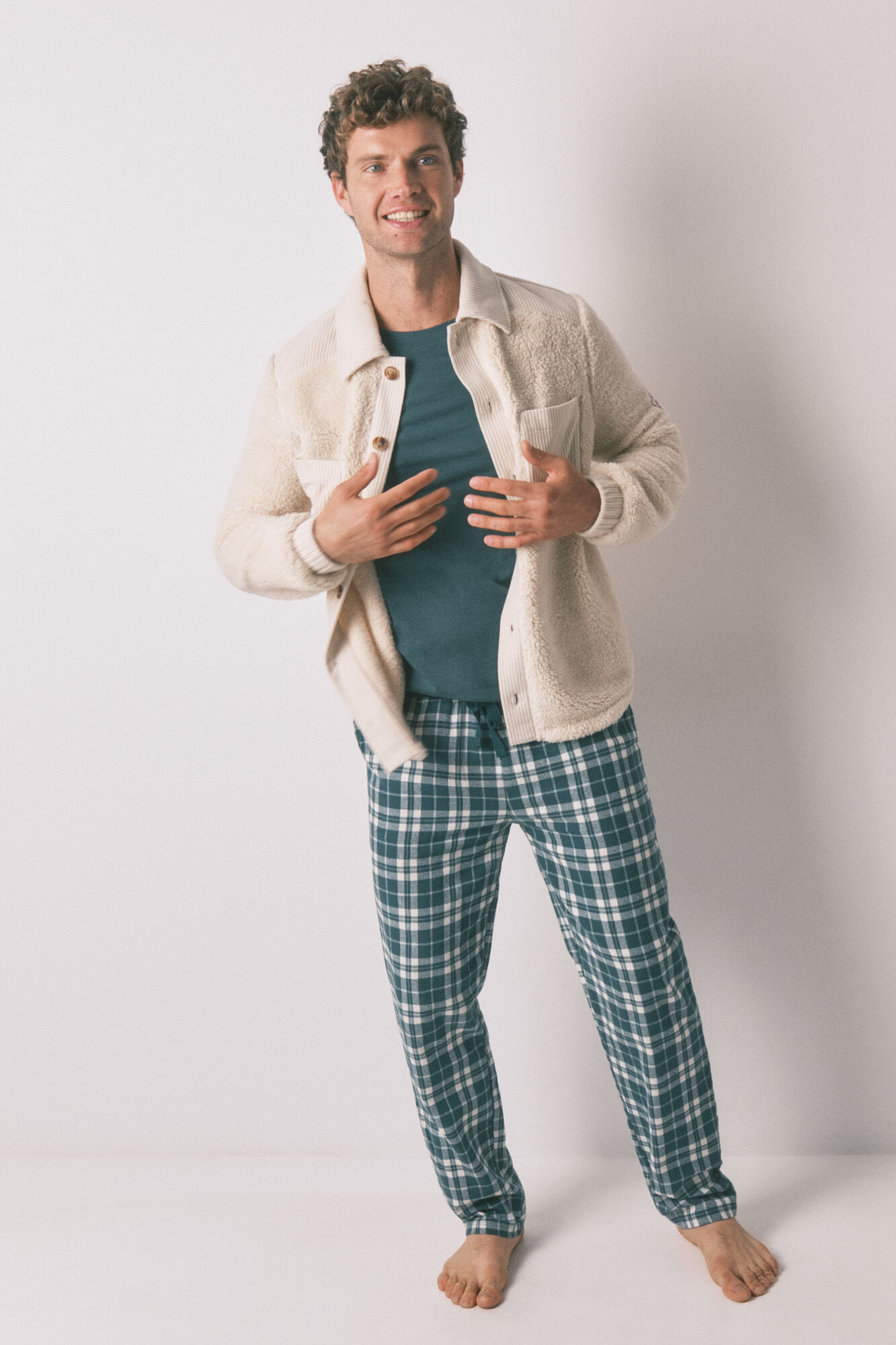 Women'secret Bata lisa midi de borrego beige  beige