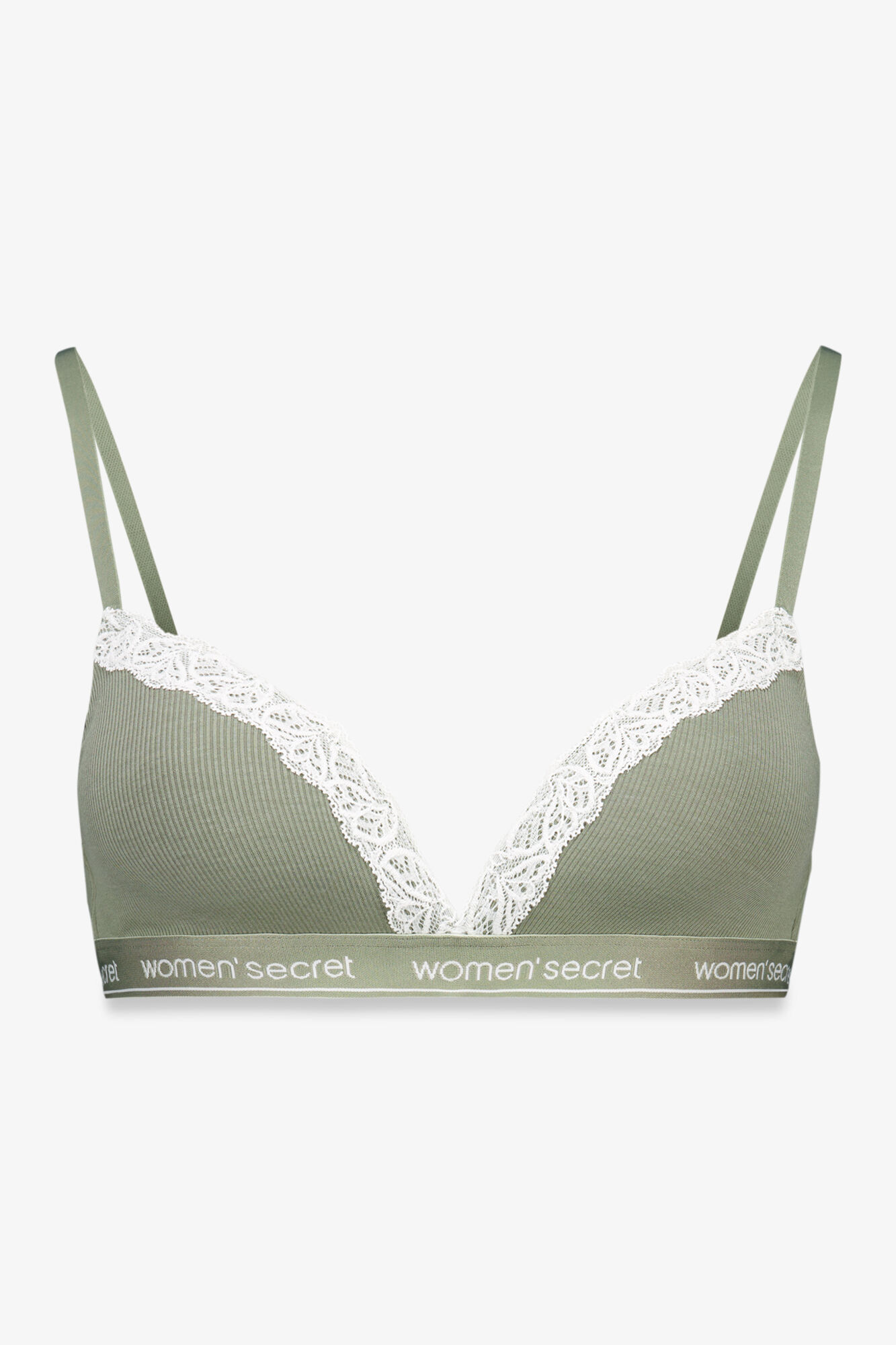 Women'secret Brasier triangular de algod&oacute;n color caqui CHARMING kaki