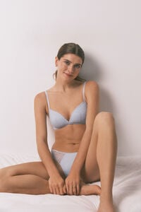 Women'secret Panty clásica de microfibra y encaje azul