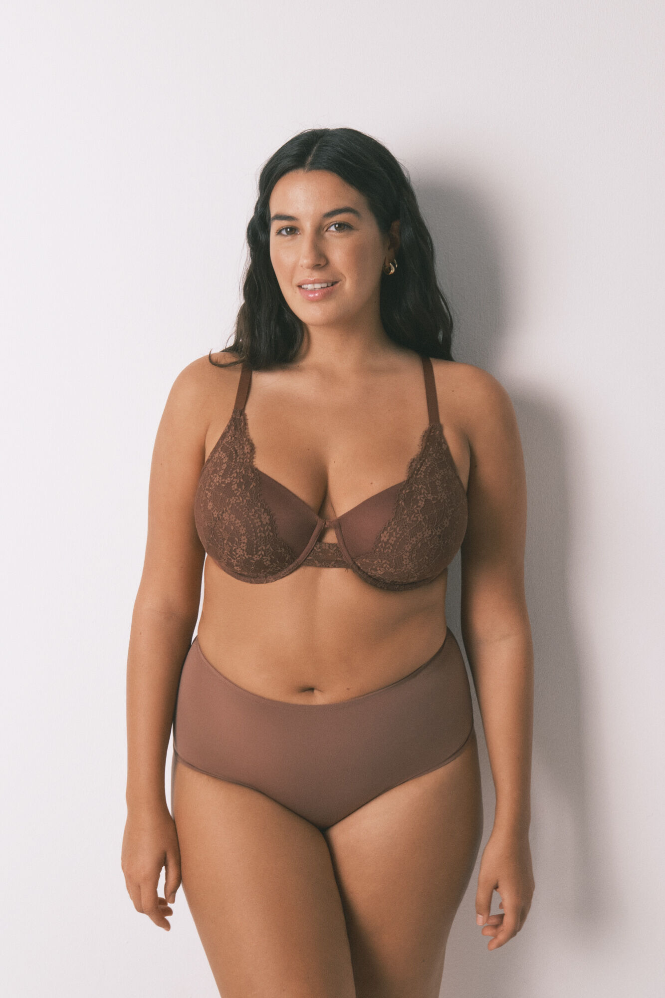 Women'secret BEAUTIFUL brasier cl&aacute;sica de encaje marr&oacute;n caf&eacute;