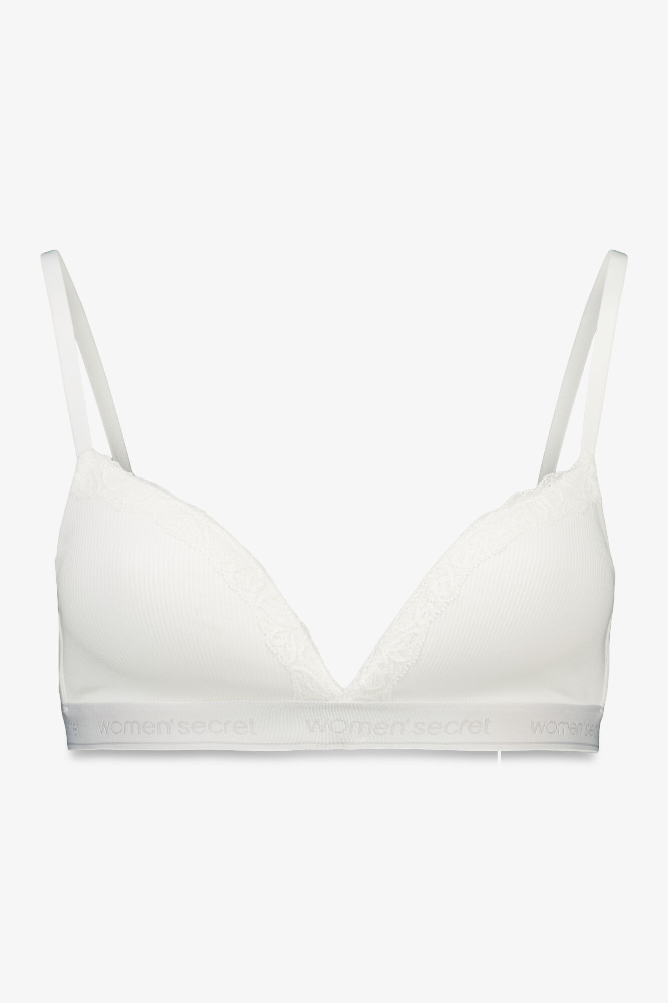 Women'secret Brasier triangular CHARMING de algod&oacute;n blanco marfil