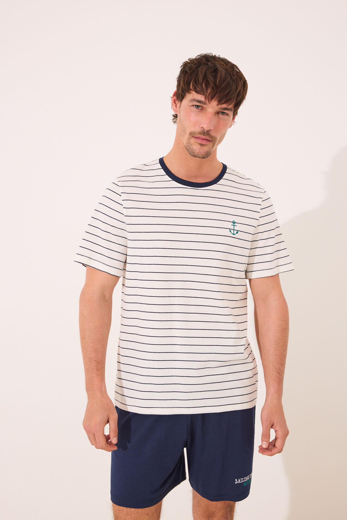 Women'secret Pijama marinero gris claro gris