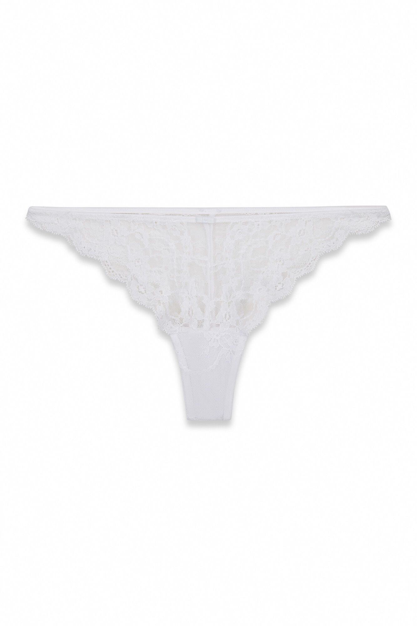 Women'secret Tanga de encaje blanca marfil