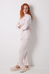 Womensecret Pijama camisera larga 100% algodón rosa cuadros rosa