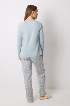 Womensecret Pijama larga 100% algodón motivos navideños gris verde