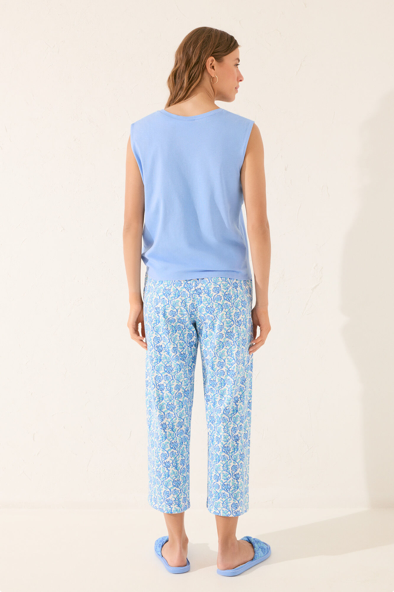 Women'secret Pijama capri de algod&oacute;n azul azul