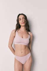 Women'secret Tanga ancha acanalada sin costuras rosa rosa