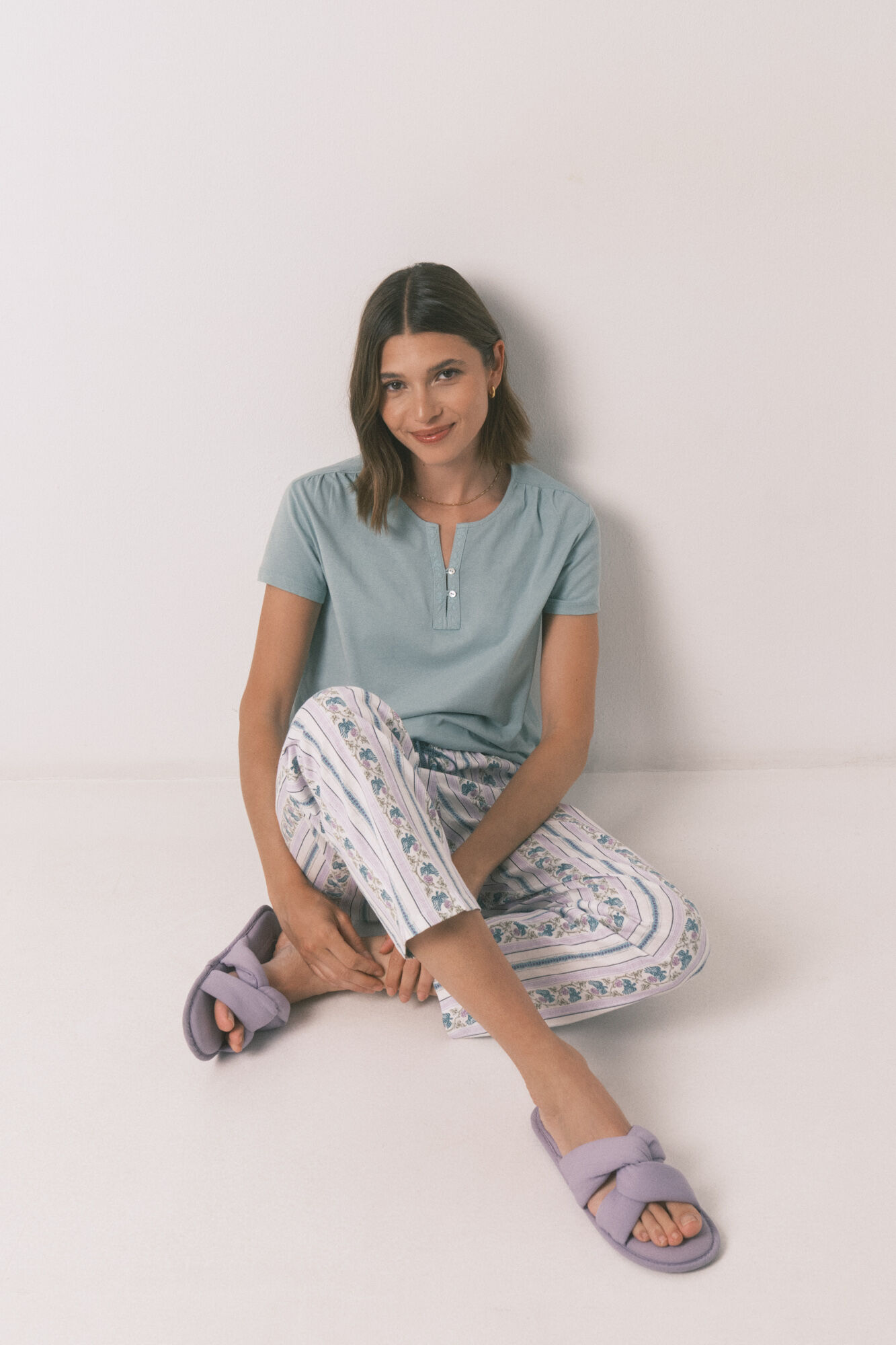 Women'secret Pantal&oacute;n largo zanahoria 100% algod&oacute;n ribetes