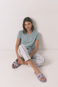 Women'secret Pantalón largo zanahoria 100% algodón ribetes