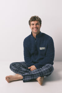 Women'secret Bata con media borrego con estampado azul