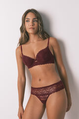 Women'secret Panty ancha de encaje burdeos púrpura