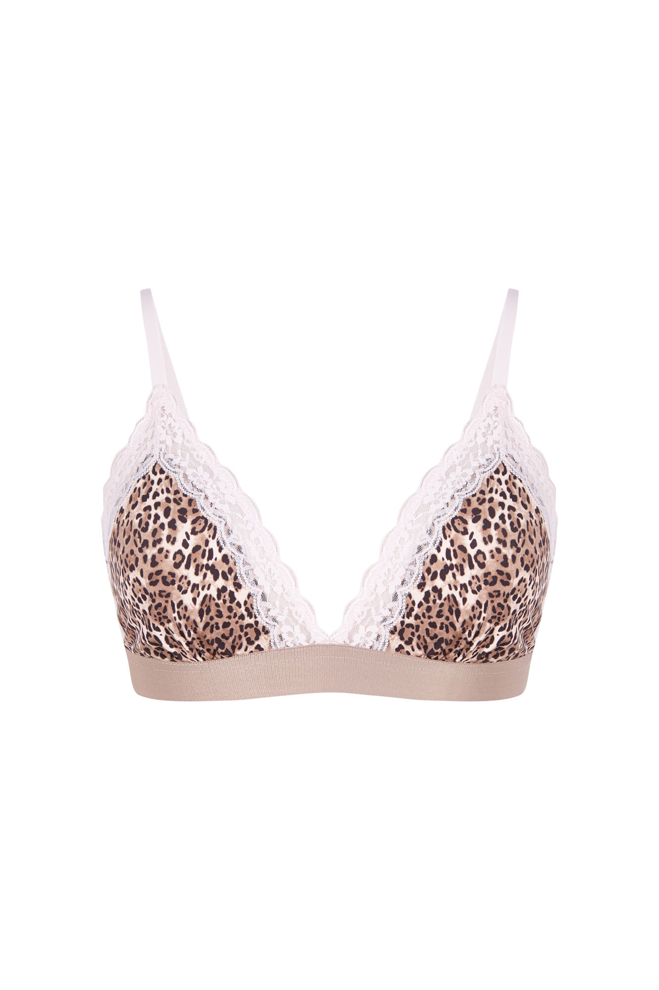 Women'secret Brasier triangular con estampado animal marr&oacute;n NATURAL estampado