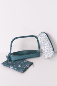 Women'secret Pack de 3 neceseres estampados en color verde