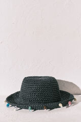 Women'secret Sombrero bucket de crochet negro negro
