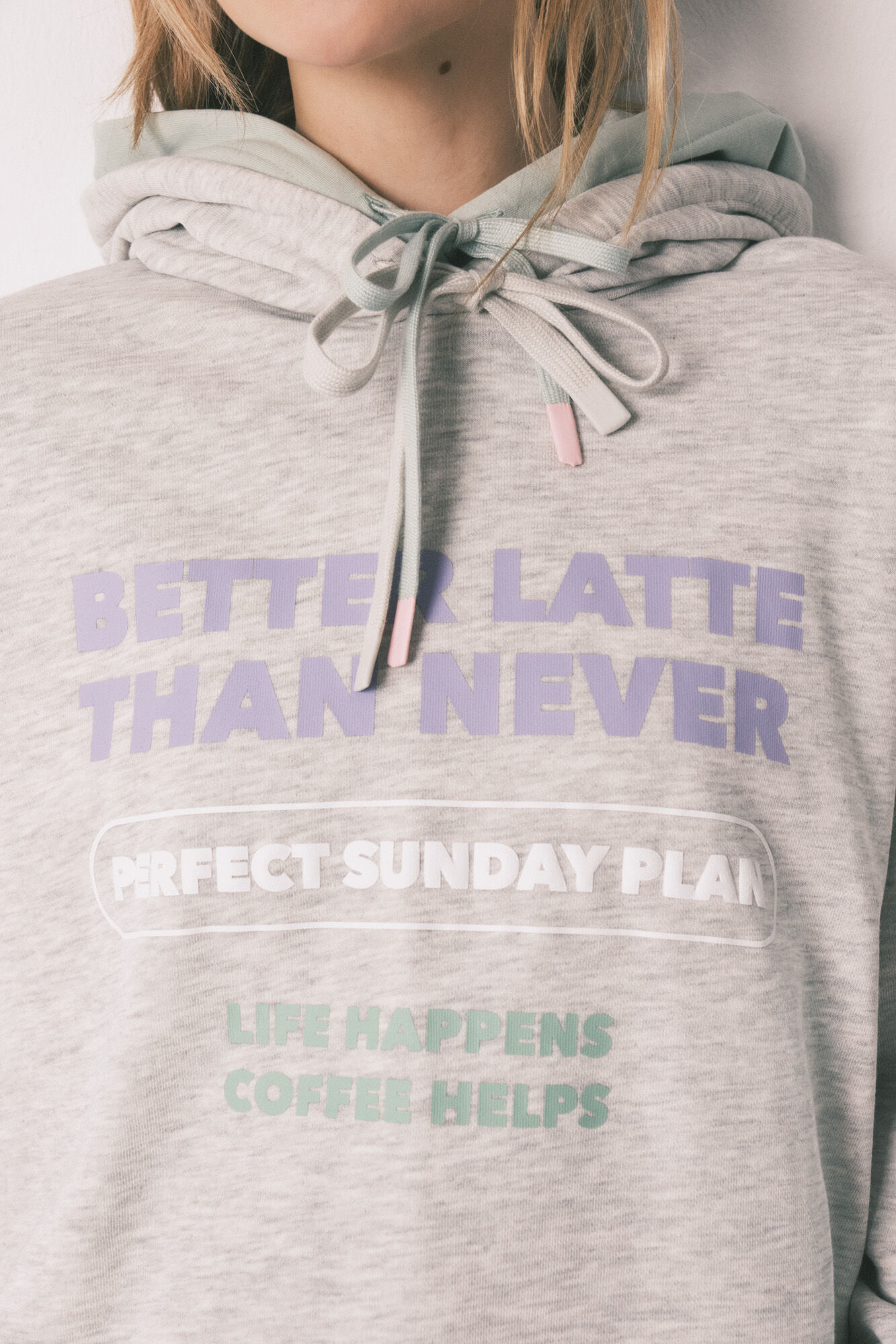 HI&BYE Sudadera con capucha de algod&oacute;n felpa gris gris