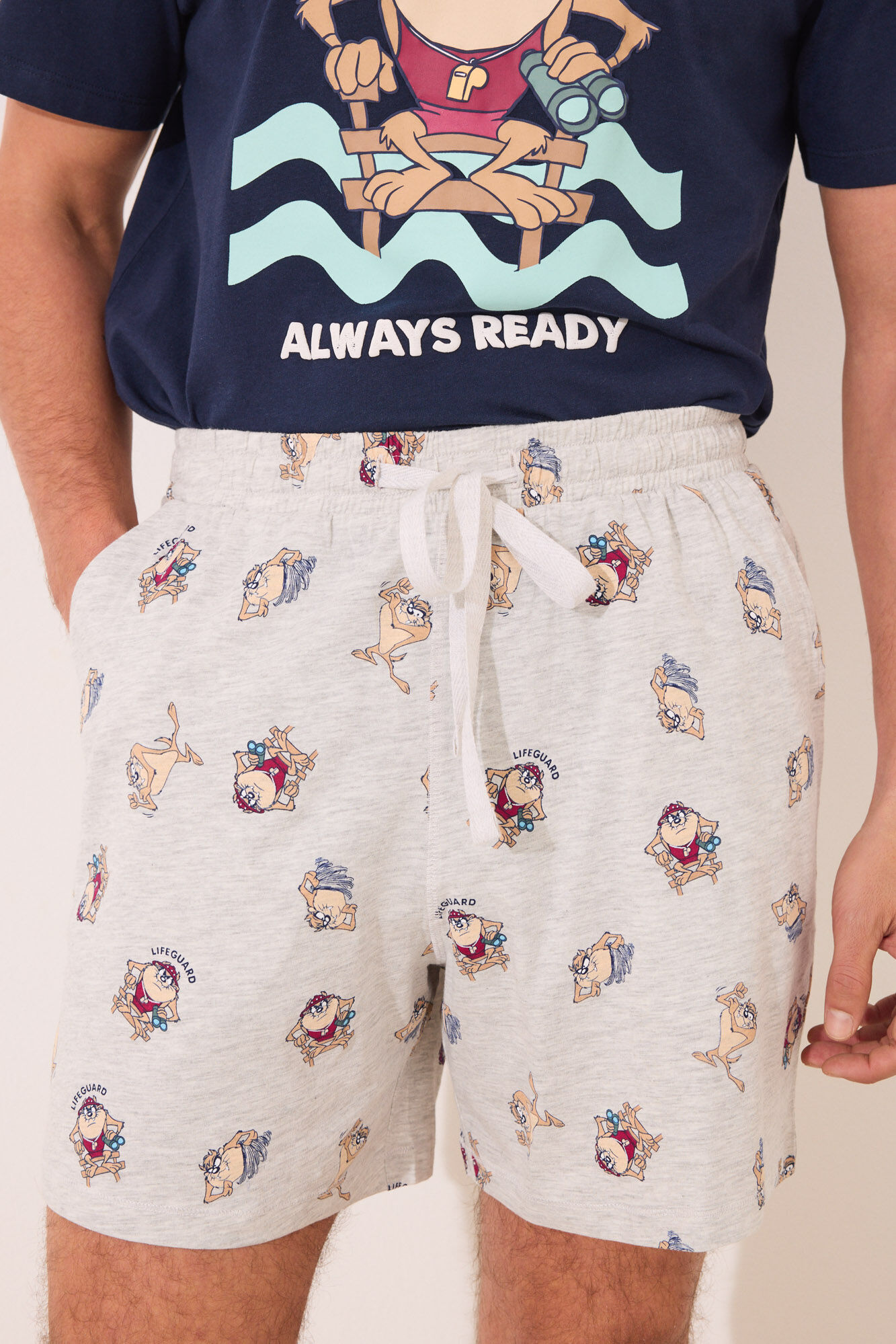 Women'secret Pijama short de algod&oacute;n azul Taz azul