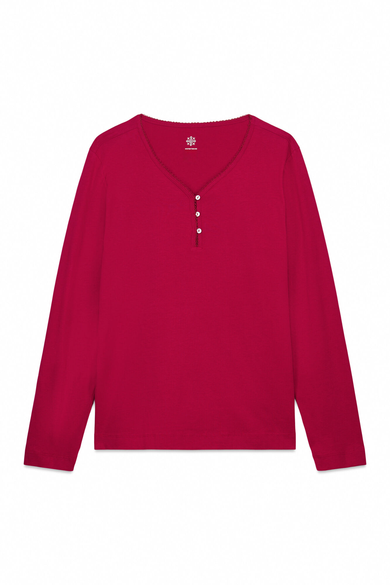 Women'secret Playera roja de manga larga 100% algod&oacute;n rojo