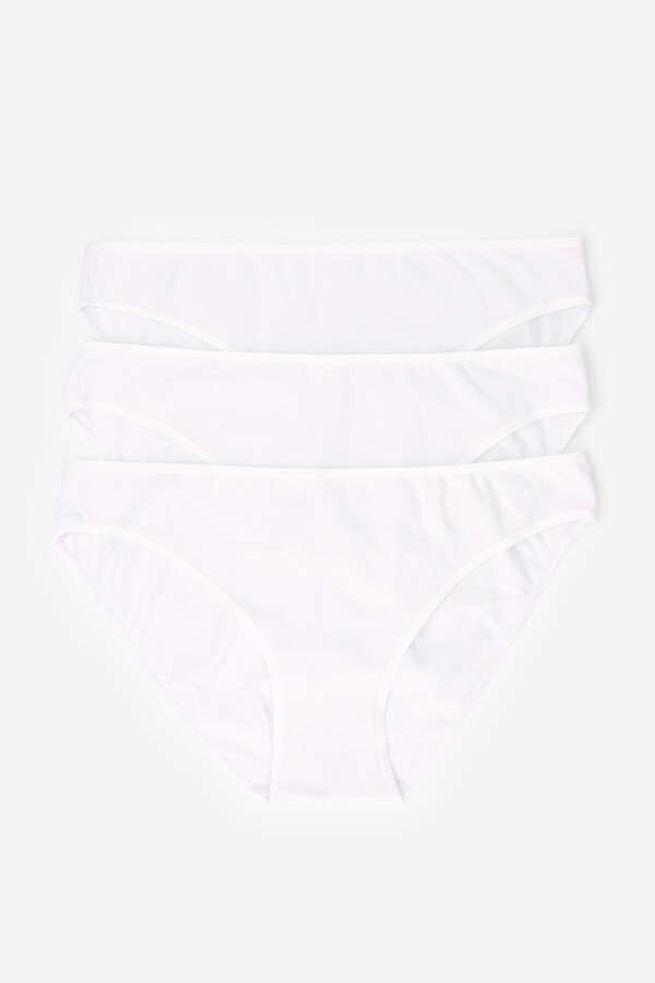 Womensecret Pack 3 panties clásicas de algodón blanco