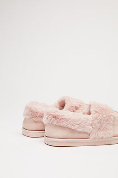 Womensecret Pantuflas peluche antelina rosa rosa