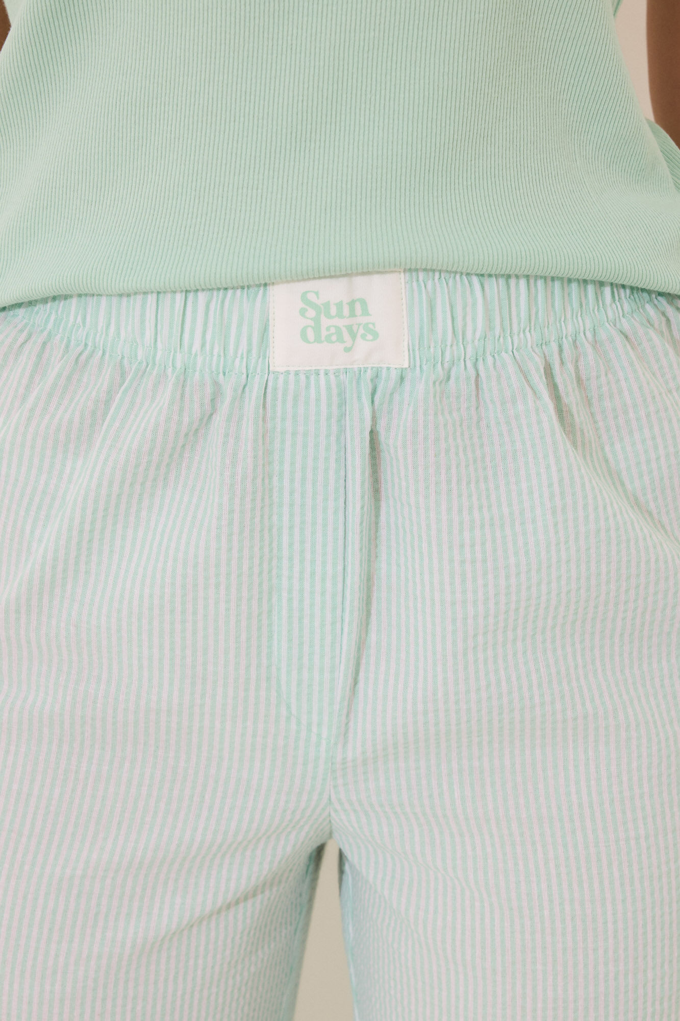 Women'secret Pijama de manga manga corta de algod&oacute;n verde estampado