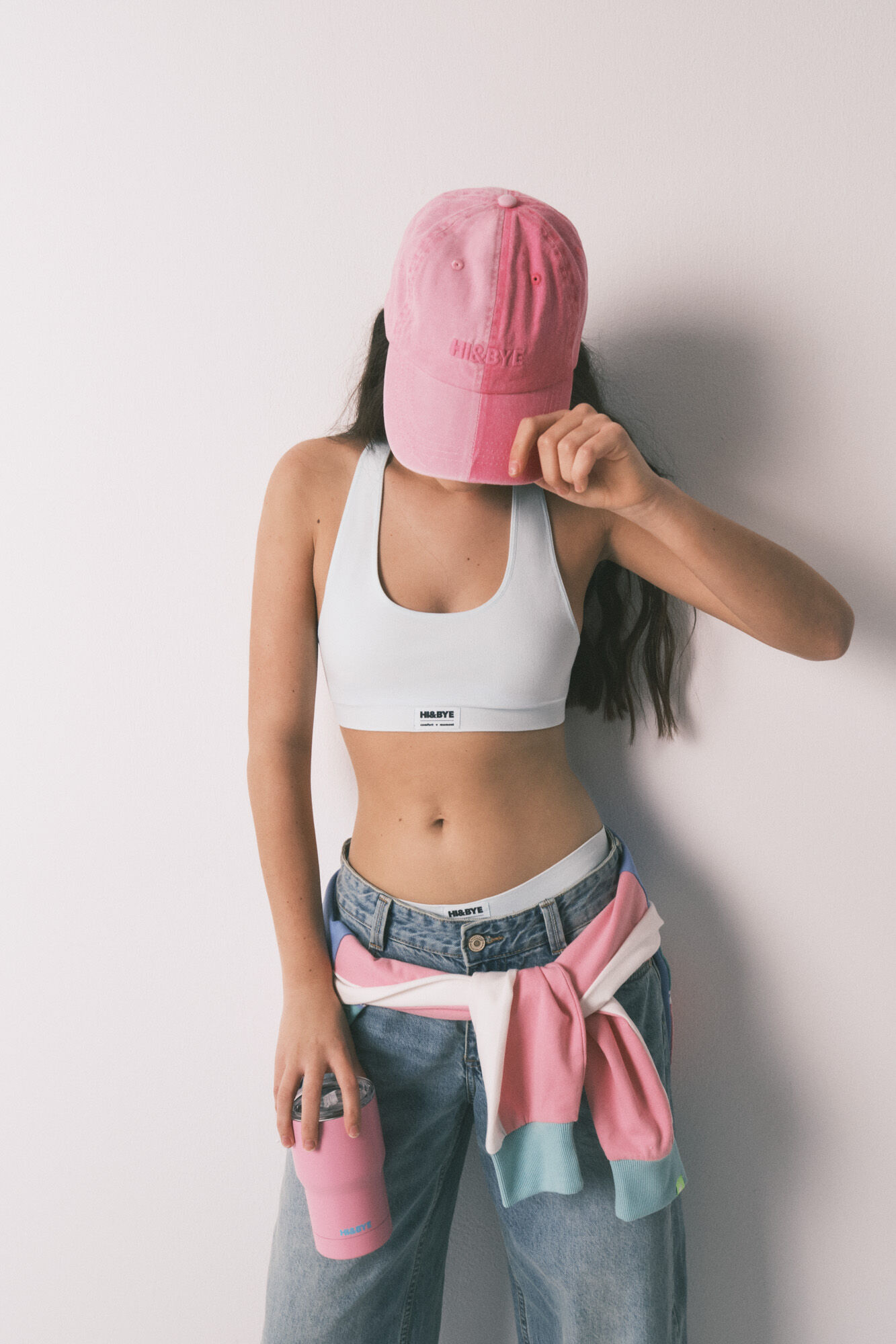 HI&BYE Taza termo con logo rosa