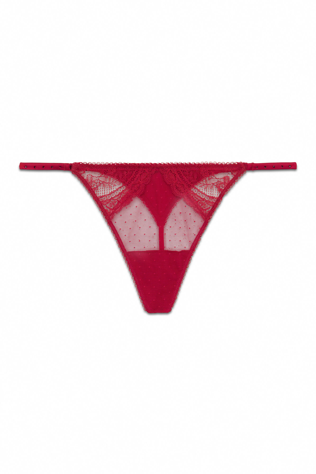 Women'secret Tanga tira plumet&iacute; y encaje rojo brillante rojo
