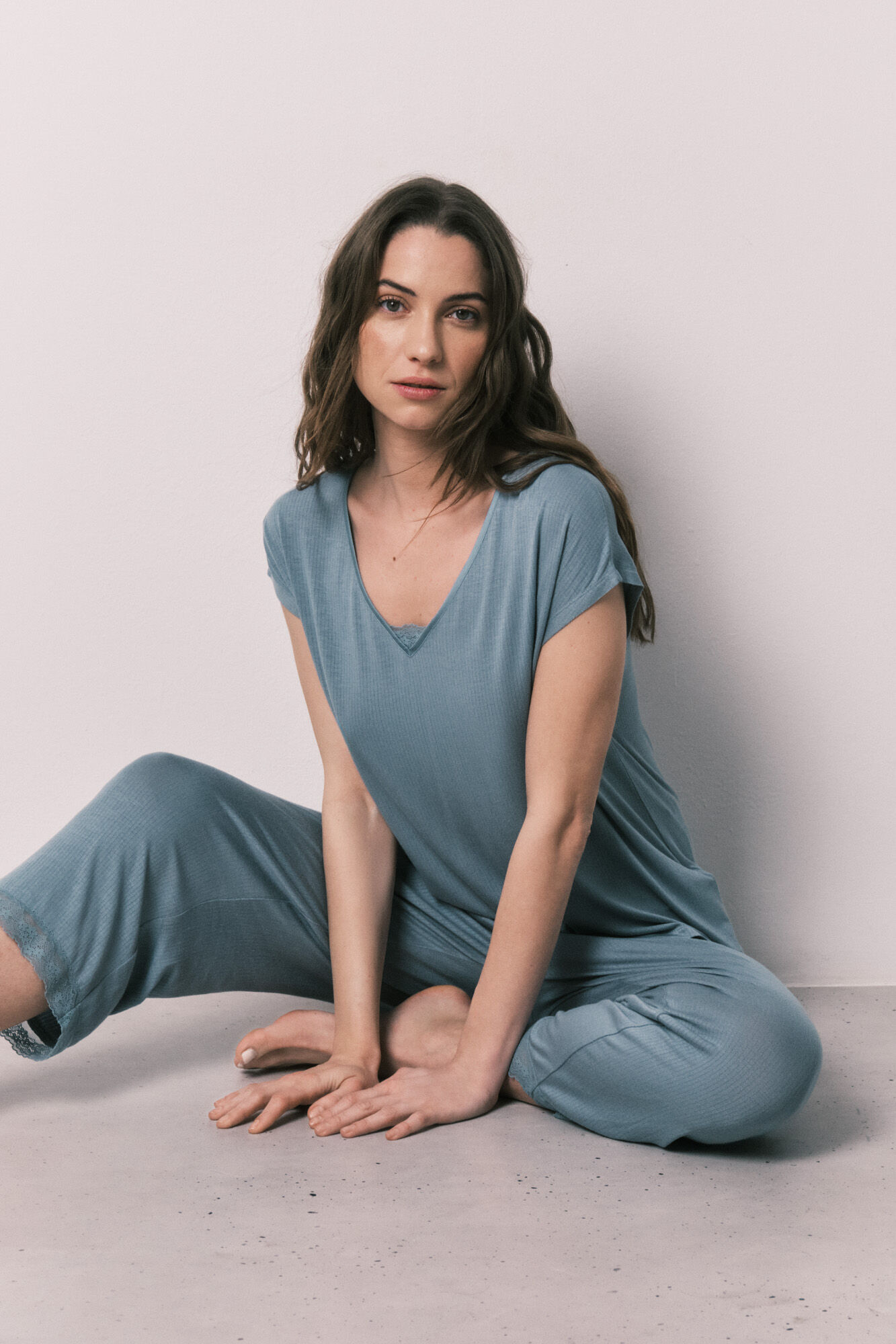 Women'secret Pijama Capri tacto suave de viscosa azul