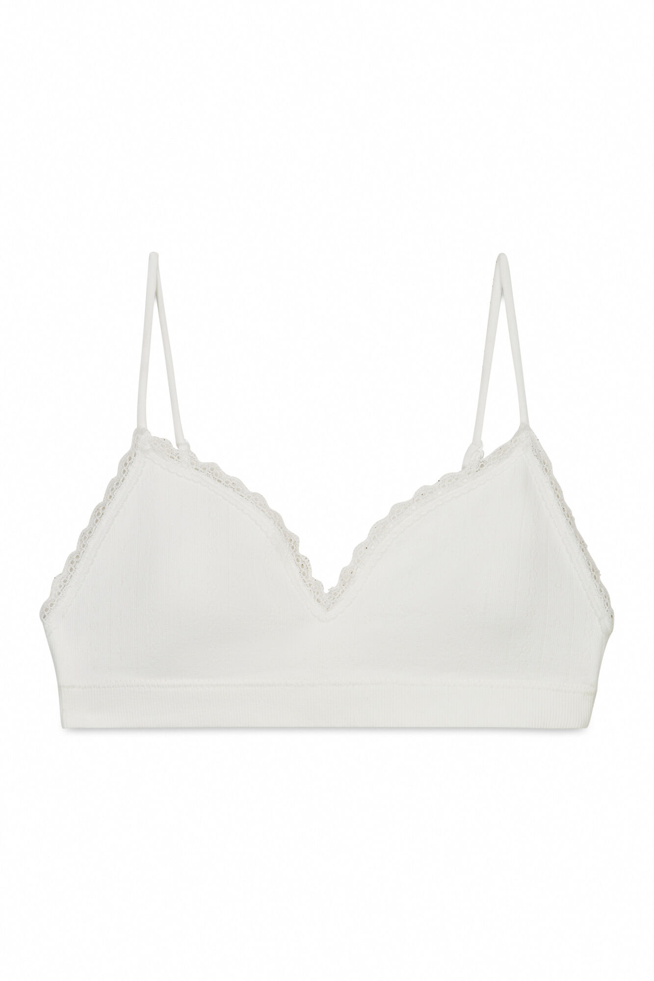 HI&BYE Brasier top sin costuras de encaje blanco marfil