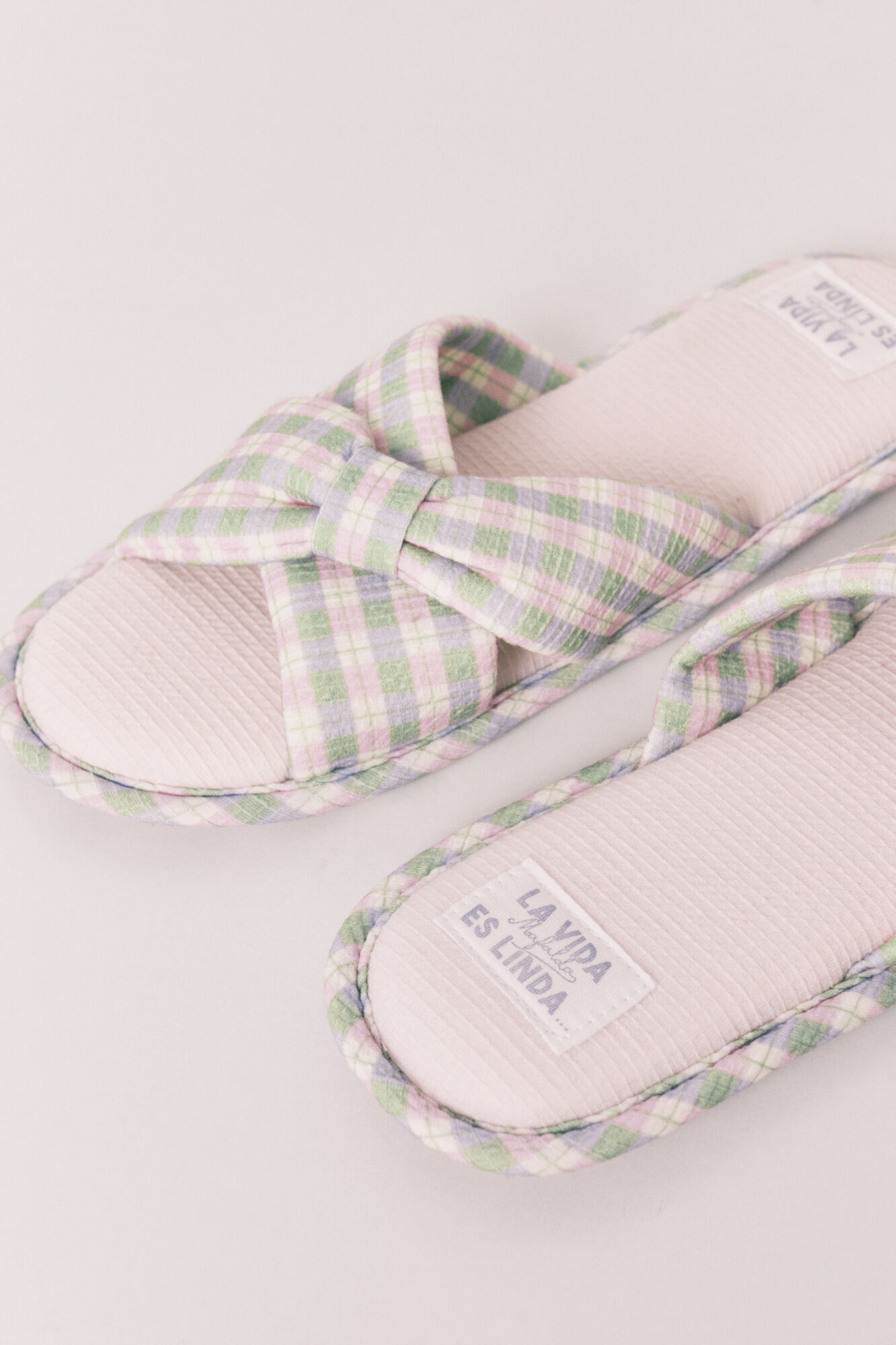 Women'secret Zapatillas de casa con nudo a cuadros estampado